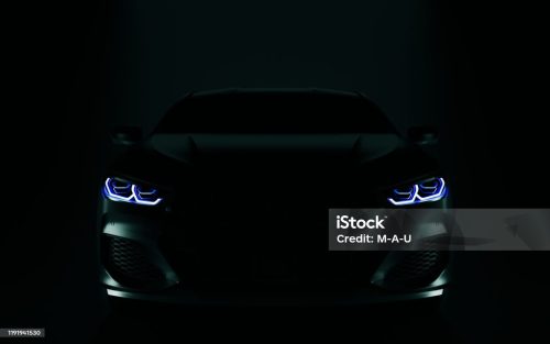 Black modern car. 3d illustration